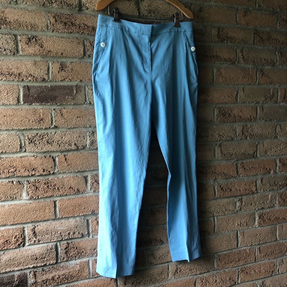 rag & bone | Blue linen tapered spring summer designer trouser dr… - Picture 2 of 16